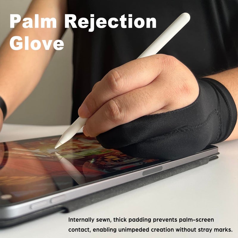 Timebetter Drawing Glove, Artist Glove for Drawing Tablet iPad, Digital Art Palm Rejection Glove, Good for Left and Right Hand â€“ M, 2 Pack - Image 2